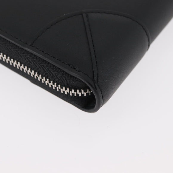 MCM Long Wallet Leather Black Silver MYLDATA04 Auth SW2293V