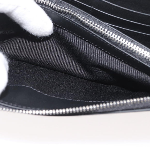 MCM Long Wallet Leather Black Silver MYLDATA04 Auth SW2293V