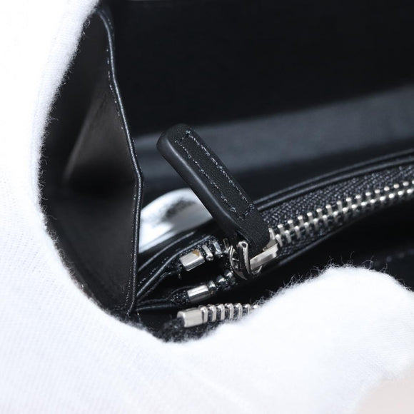 MCM Long Wallet Leather Black Silver MYLDATA04 Auth SW2293V