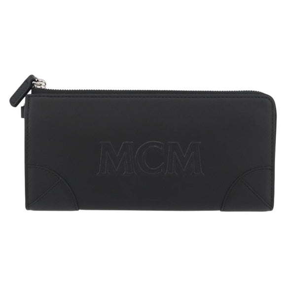MCM Long Wallet Leather Black Silver MYLDATA04 Auth SW2293V