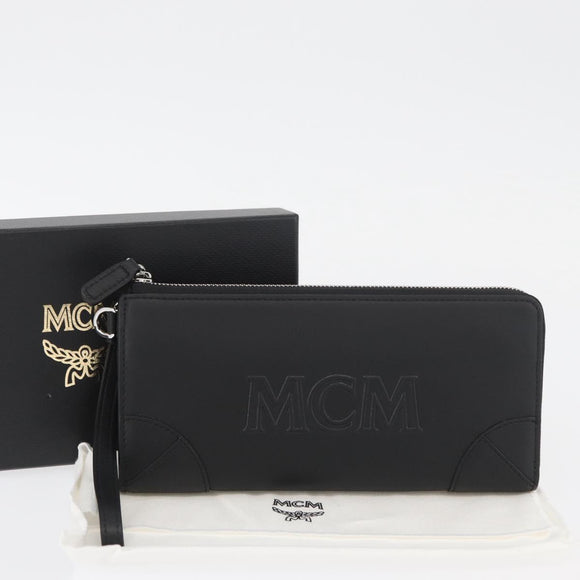 MCM Long Wallet Leather Black Silver MYLDATA04 Auth SW2293V
