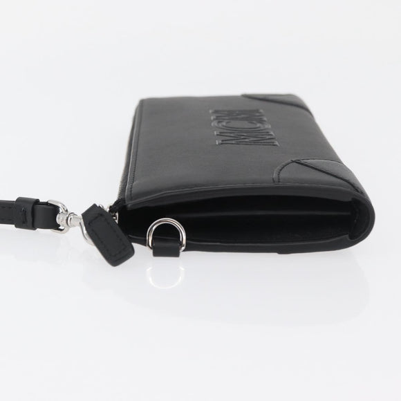 MCM Long Wallet Leather Black Silver MYLDATA04 Auth SW2293V
