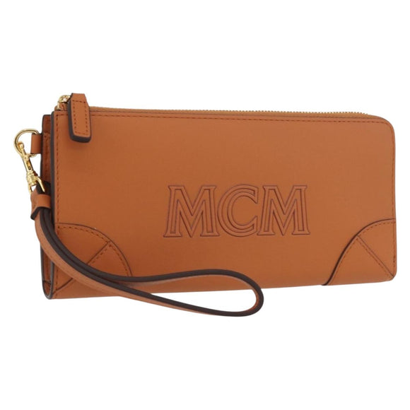 MCM Long Wallet Leather Brown Gold MYLDATA04 Auth SW2294V