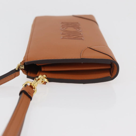 MCM Long Wallet Leather Brown Gold MYLDATA04 Auth SW2294V