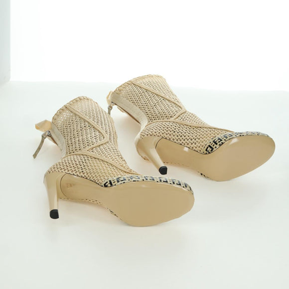 FENDI High Boots Raffia Beige 8T8083 Auth SW2296SM