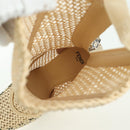 FENDI High Boots Raffia Beige 8T8083 Auth SW2296SM-19