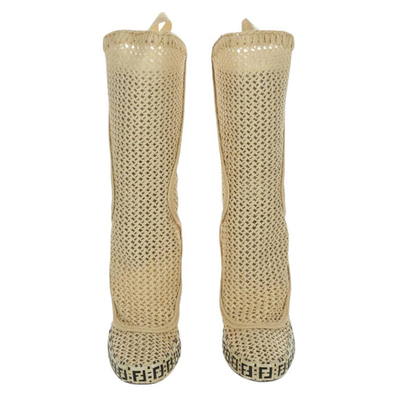 FENDI High Boots Raffia Beige 8T8083 Auth SW2296SM