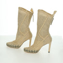 FENDI High Boots Raffia Beige 8T8083 Auth SW2296SM-4