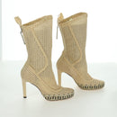 FENDI High Boots Raffia Beige 8T8083 Auth SW2296SM-5