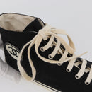CHANEL High Cut Sneakers Canvas Black White A01852 CC Auth SW2298A-14