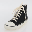 CHANEL High Cut Sneakers Canvas Black White A01852 CC Auth SW2298A-19