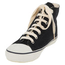 CHANEL High Cut Sneakers Canvas Black White A01852 CC Auth SW2298A-2
