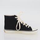 CHANEL High Cut Sneakers Canvas Black White A01852 CC Auth SW2298A-21