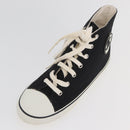 CHANEL High Cut Sneakers Canvas Black White A01852 CC Auth SW2298A-23
