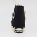 CHANEL High Cut Sneakers Canvas Black White A01852 CC Auth SW2298A-29