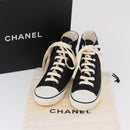 CHANEL High Cut Sneakers Canvas Black White A01852 CC Auth SW2298A-37