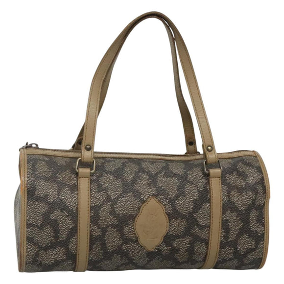 SAINT LAURENT Hand Bag Embossed Leather Gray Auth sw230