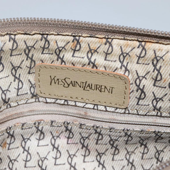 SAINT LAURENT Hand Bag Embossed Leather Gray Auth sw230
