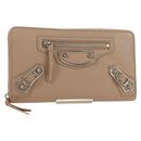 BALENCIAGA Continental Long Wallet Leather Pink Silver 390187 Auth SW2300M-1