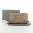 BALENCIAGA Continental Long Wallet Leather Pink Silver 390187 Auth SW2300M-12