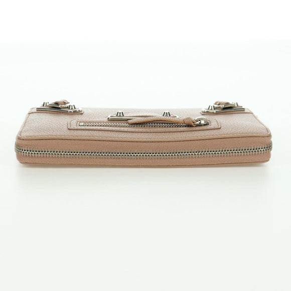 BALENCIAGA Continental Long Wallet Leather Pink Silver 390187 Auth SW2300M