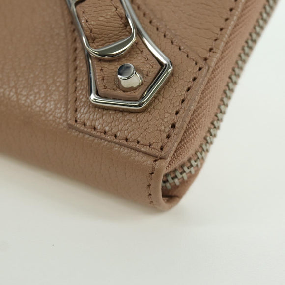BALENCIAGA Continental Long Wallet Leather Pink Silver 390187 Auth SW2300M