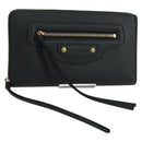 BALENCIAGA Neo Classic Continental Wallet Leather Black Gold 640115 Auth SW2301M-1
