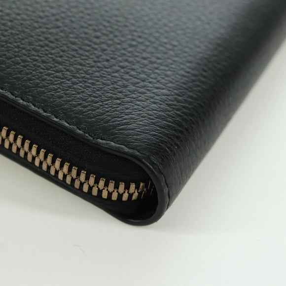 BALENCIAGA Neo Classic Continental Wallet Leather Black Gold 640115 Auth SW2301M