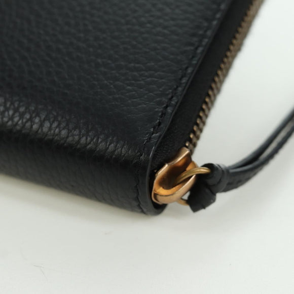 BALENCIAGA Neo Classic Continental Wallet Leather Black Gold 640115 Auth SW2301M