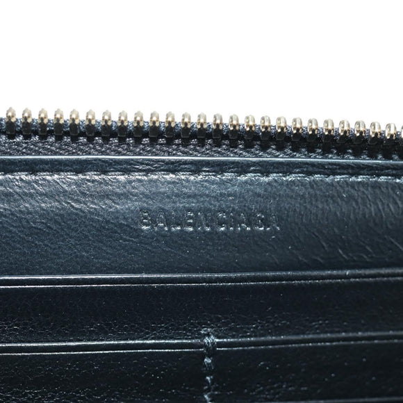 BALENCIAGA Neo Classic Continental Wallet Leather Black Gold 640115 Auth SW2301M