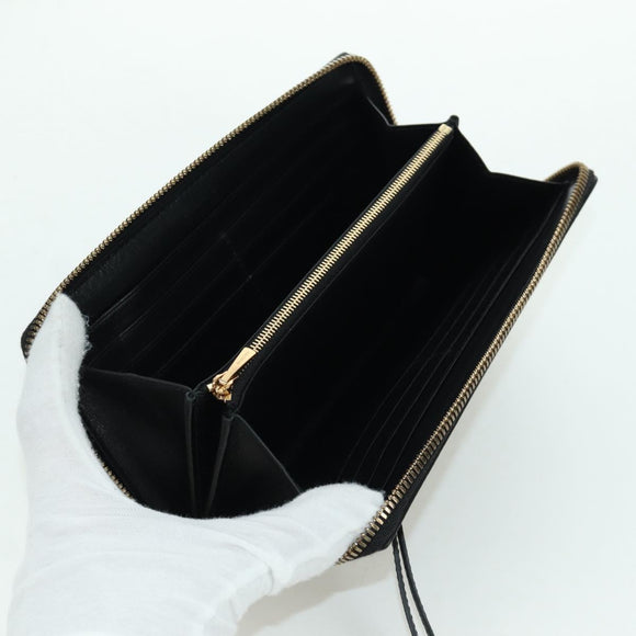 BALENCIAGA Neo Classic Continental Wallet Leather Black Gold 640115 Auth SW2301M