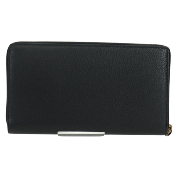BALENCIAGA Neo Classic Continental Wallet Leather Black Gold 640115 Auth SW2301M