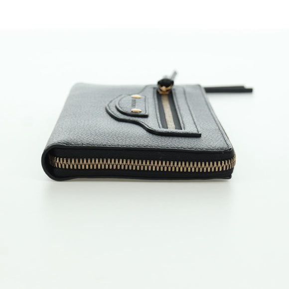 BALENCIAGA Neo Classic Continental Wallet Leather Black Gold 640115 Auth SW2301M