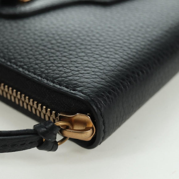 BALENCIAGA Neo Classic Continental Wallet Leather Black Gold 640115 Auth SW2301M