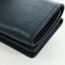 BALENCIAGA Classic Mini Trifold Wallet Lammleder Navy Gold 477455 Auth SW2303M-16