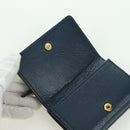 BALENCIAGA Classic Mini Trifold Wallet Lammleder Navy Gold 477455 Auth SW2303M-18