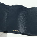 BALENCIAGA Classic Mini Trifold Wallet Lammleder Navy Gold 477455 Auth SW2303M-20