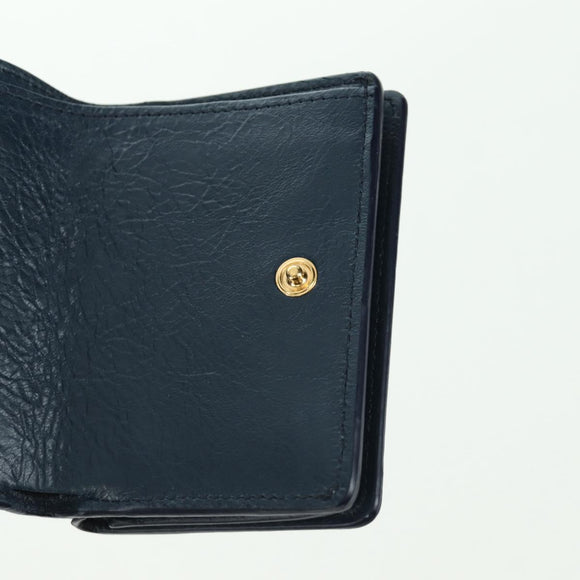 BALENCIAGA Classic Mini Trifold Wallet Lammleder Navy Gold 477455 Auth SW2303M