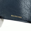 BALENCIAGA Classic Mini Trifold Wallet Lammleder Navy Gold 477455 Auth SW2303M-22