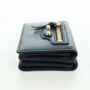 BALENCIAGA Classic Mini Trifold Wallet Lammleder Navy Gold 477455 Auth SW2303M-4