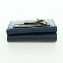 BALENCIAGA Classic Mini Trifold Wallet Lammleder Navy Gold 477455 Auth SW2303M-5