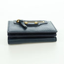 BALENCIAGA Classic Mini Trifold Wallet Lammleder Navy Gold 477455 Auth SW2303M-6
