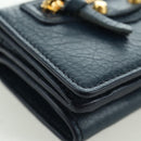 BALENCIAGA Classic Mini Trifold Wallet Lammleder Navy Gold 477455 Auth SW2303M-7