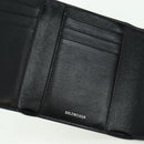 BALENCIAGA Trifold Wallet Leather Black Gold 655743 Auth SW2304M-19