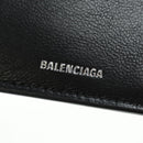 BALENCIAGA Trifold Wallet Leather Black Gold 655743 Auth SW2304M-21