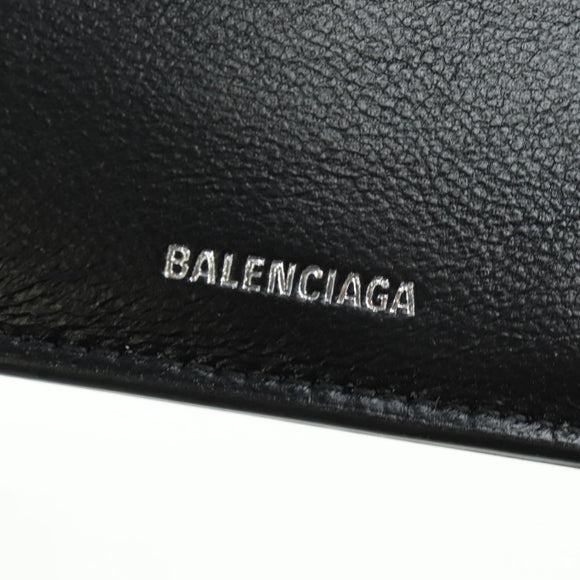 BALENCIAGA Trifold Wallet Leather Black Gold 655743 Auth SW2304M