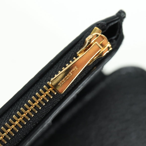 BALENCIAGA Trifold Wallet Leather Black Gold 655743 Auth SW2304M