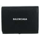 BALENCIAGA Trifold Wallet Leather Black Gold 655743 Auth SW2304M-13