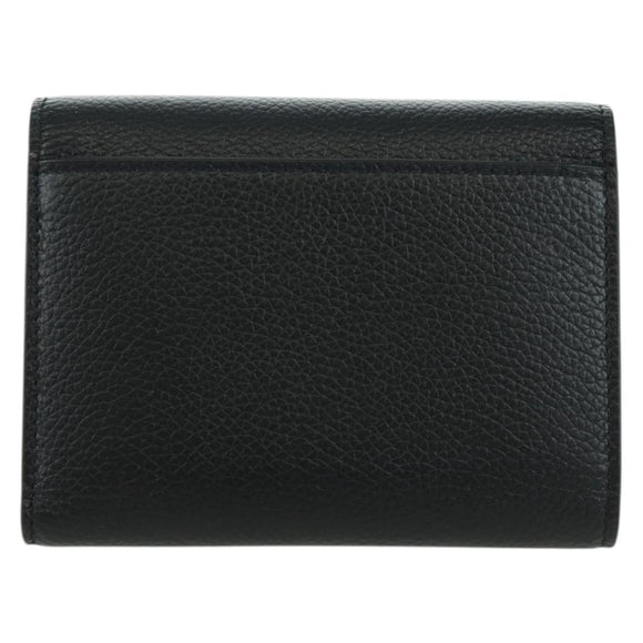 BALENCIAGA Trifold Wallet Leather Black Gold 655743 Auth SW2304M