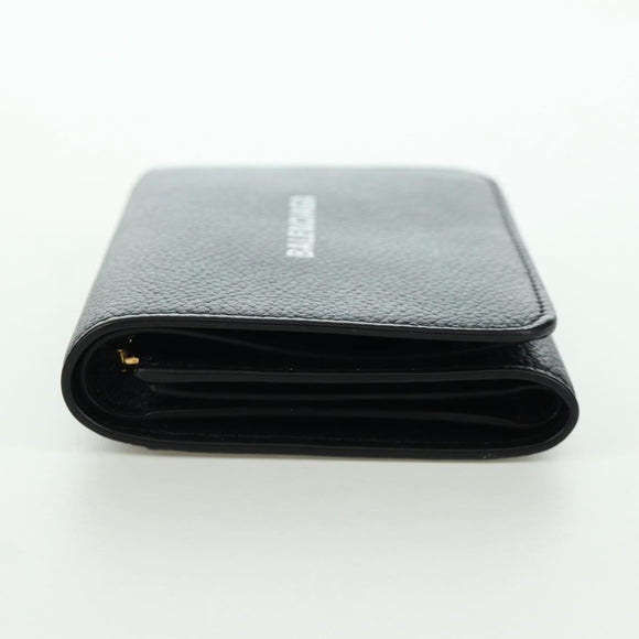 BALENCIAGA Trifold Wallet Leather Black Gold 655743 Auth SW2304M